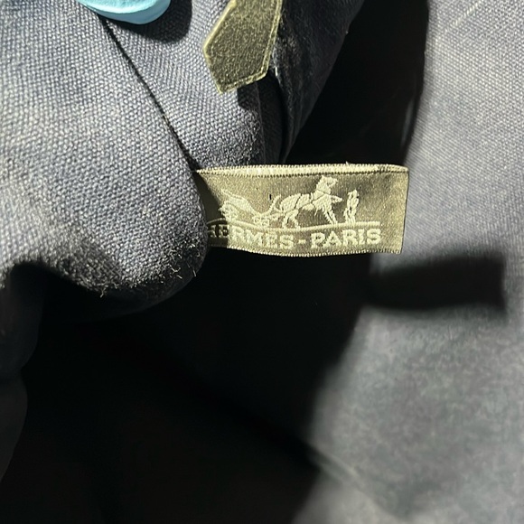 HERMES Fourre Tout MM Tote Bag Handbag Canvas Blue and Black in GUC. - Picture 15 of 16